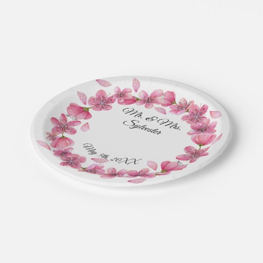 Sakura Flowers Wedding Reception Paper Bord 7" (Gekanteld)