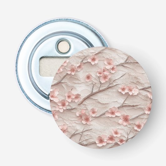 Sakura fluistert op marineblauw button flesopener (Voorkant)