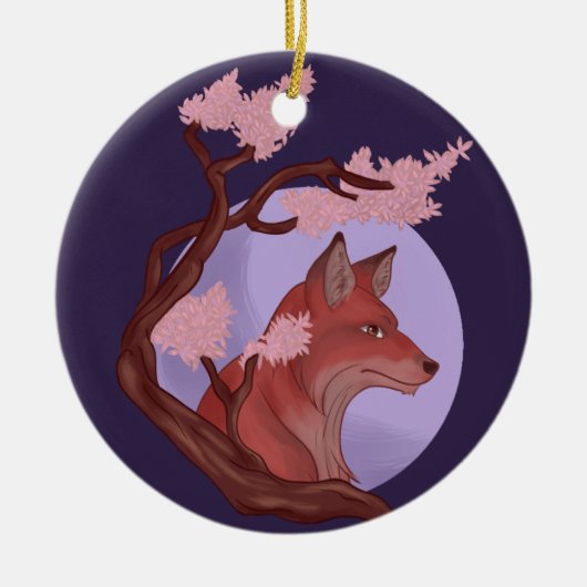 Sakura Fox Keramisch Ornament (Voorkant)