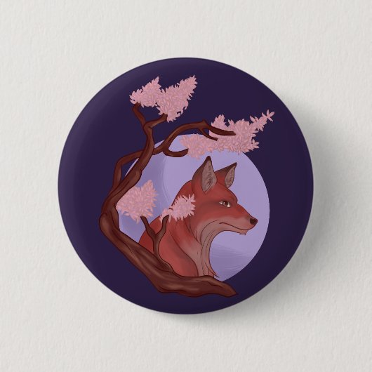 Sakura Fox Ronde Button 5,7 Cm (Voorkant)