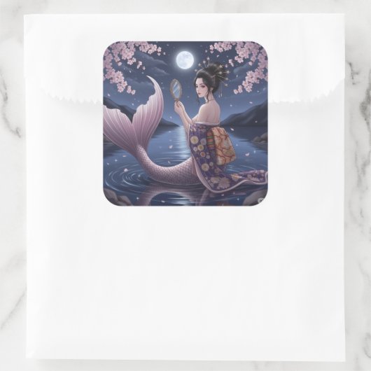 Sakura Gaze Vierkante Sticker (Tas)