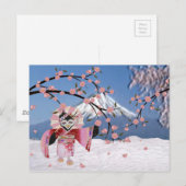 Sakura Geisha Bird in the Snow Cherry Blossom Briefkaart (Voorkant / Achterkant)