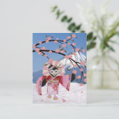 Sakura Geisha Bird in the Snow Cherry Blossom Briefkaart (Staand voorkant)
