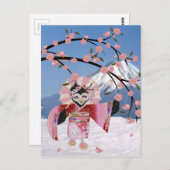 Sakura Geisha Bird in the Snow Cherry Blossom Briefkaart (Voorkant / Achterkant)