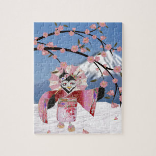 Sakura Geisha Bird in the Snow Cherry Blossom Legpuzzel
