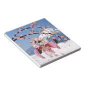 Sakura Geisha Bird in the Snow Cherry Blossom Notitieblok (Schuin)