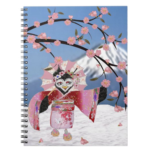 Sakura Geisha Bird in the Snow Cherry Blossom Notitieboek (Voorkant)