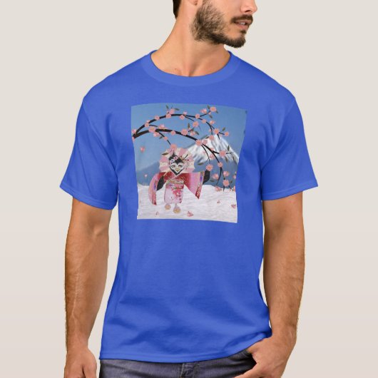 Sakura Geisha Bird in the Snow Cherry Blossom T-shirt (Voorkant)