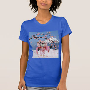 Sakura Geisha Bird in the Snow Cherry Blossom T-shirt