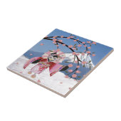 Sakura Geisha Bird in the Snow Cherry Blossom Tegeltje (Zijkant)