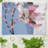 Sakura Geisha Bird in the Snow Cherry Blossom Theedoek (Gevouwen)