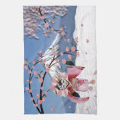Sakura Geisha Bird in the Snow Cherry Blossom Theedoek (Verticaal)