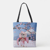 Sakura Geisha Bird in the Snow Cherry Blossom Tote Bag (Achterkant)