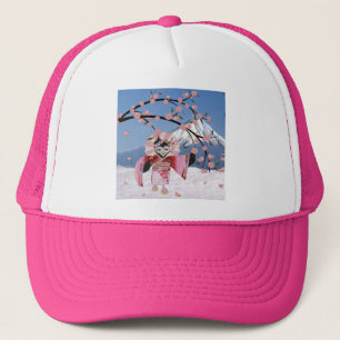 Sakura Geisha Bird in the Snow Cherry Blossom Trucker Pet