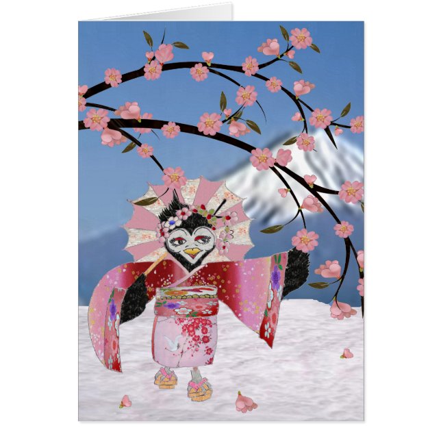 Sakura Geisha Vogel in de Sneeuw Kersenbloesem (Voorkant)