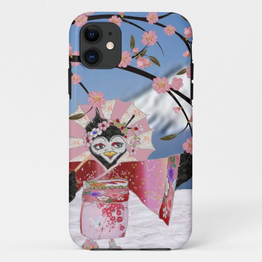 Sakura Geisha Vogel in de Sneeuw Kersenbloesem Case-Mate iPhone Case (Achterkant)