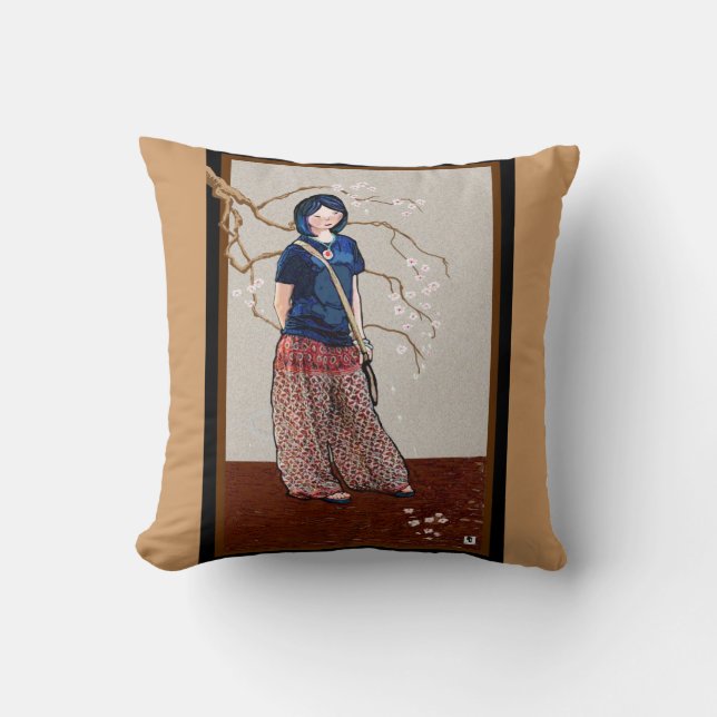 sakura girl cherry blossom kussen (Voorkant)