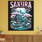 Sakura-heiligdom Japanse Tuin Canvas Afdruk (Insitu (Woonkamer))