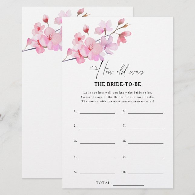 Sakura - Hoe oud was de bruid om te zijn spel (Voorkant / Achterkant)