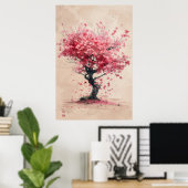 Sakura in de Wind – Japanse Kersenbloesem Schilder Poster (Thuiskantoor)