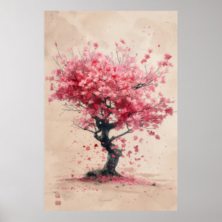Sakura in de Wind – Japanse Kersenbloesem Schilder Poster