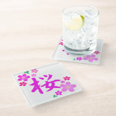 Sakura in het Japans Glazen Onderzetter (Schuin)