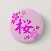 Sakura in het Japans Ronde Button 5,7 Cm (Voorkant)