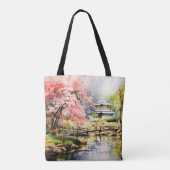 Sakura in Japanse tuin Tote Bag (Achterkant)