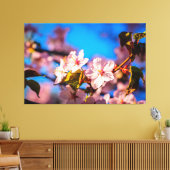 Sakura in roze en blauw canvas afdruk (Insitu (Woonkamer))