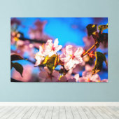 Sakura in roze en blauw canvas afdruk (Insitu (Houten vloer))