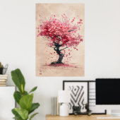 Sakura in the Wind – Japanese Cherry Blossom Paint Poster (Thuiskantoor)