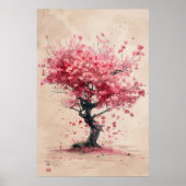 Sakura in the Wind – Japanese Cherry Blossom Paint Poster (Voorkant)