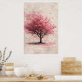 Sakura in the Wind – Japanese Cherry Blossom Paint Poster (Keuken)