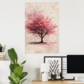 Sakura in the Wind – Japanese Cherry Blossom Paint Poster (Thuiskantoor)
