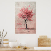 Sakura in the Wind – Japanese Cherry Blossom Paint Poster (Keuken)
