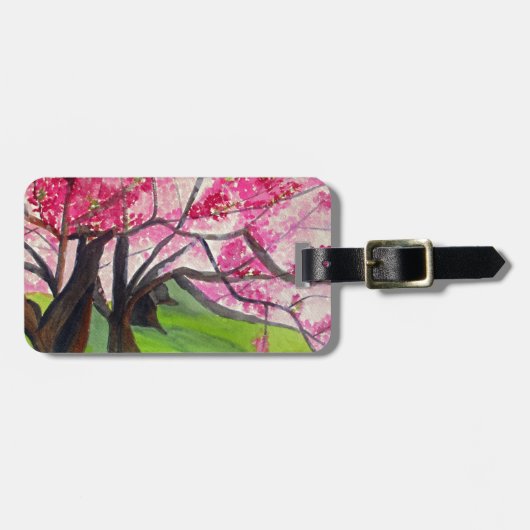 Sakura Japans Cherry Blossom art Bagagelabel (Voorkant horizontaal)