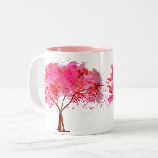 Sakura Japans Cherry Blossom art Tweekleurige Koffiemok (Voorkant links)