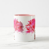 Sakura Japans Cherry Blossom art Tweekleurige Koffiemok (Center)