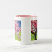 Sakura Japans Cherry Blossom art Tweekleurige Koffiemok (Center)