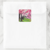 Sakura Japans Cherry Blossom art Vierkante Sticker (Tas)