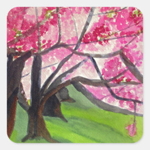 Sakura Japans Cherry Blossom art Vierkante Sticker