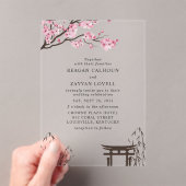 Sakura Japans Cherry Blossom Asian Wedding Acryl Uitnodigingen (Insitu (Draagbaar))