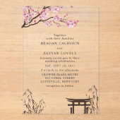 Sakura Japans Cherry Blossom Asian Wedding Acryl Uitnodigingen (Voorkant)