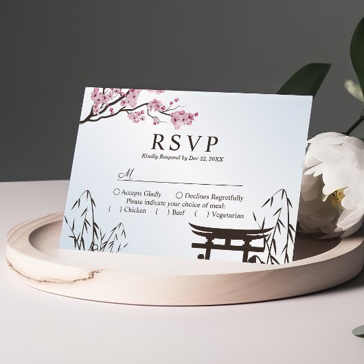 Sakura Japans Cherry Blossom Asian Wedding RSVP Kaartje