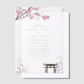 Sakura Japans Cherry Blossom Asian Wedding Vellum Uitnodigingen (Offset)