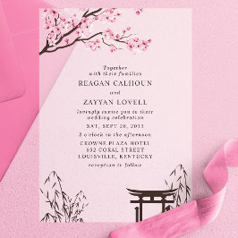Sakura Japans Cherry Blossom Asian Wedding Vellum Uitnodigingen