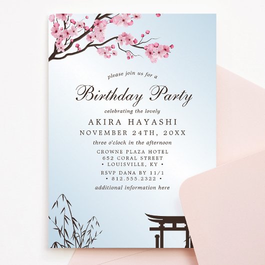 Sakura Japans Cherry Blossom Birthday Party Kaart