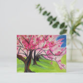 Sakura Japans Cherry Blossom waterverf art Briefkaart (Staand voorkant)