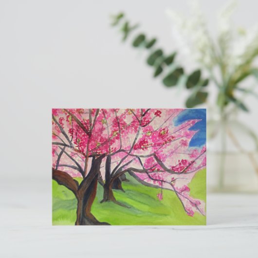 Sakura Japans Cherry Blossom waterverf art Briefkaart (Staand voorkant)