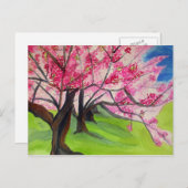 Sakura Japans Cherry Blossom waterverf art Briefkaart (Voorkant / Achterkant)